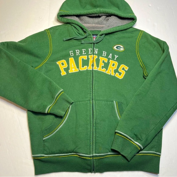 Green Bay Packer Women's L Zip-Up Hoodie Fleece Apparel Green Logo w/ Pockets - Picture 1 of 7